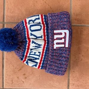 New York giants Blue and Red Pom-Pom Beanie